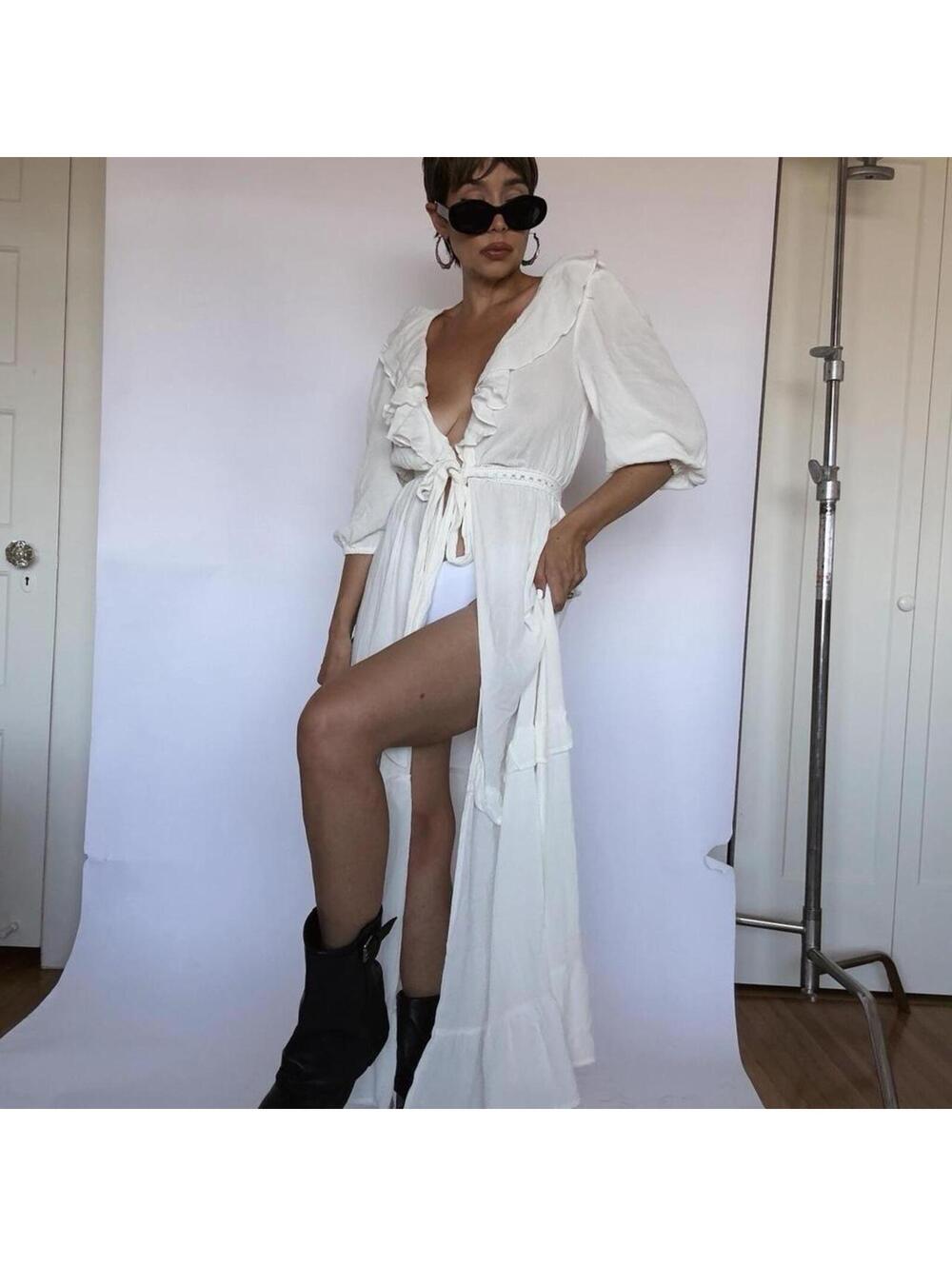 Cider white boho maxi dress